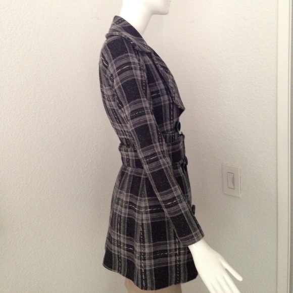 Black white gray check Coat - Picture 3 of 7