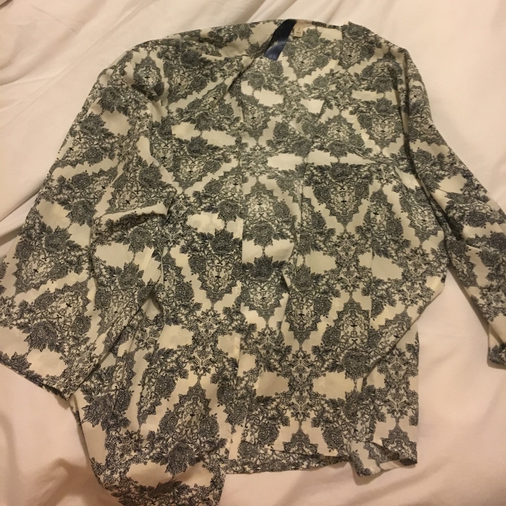 black and white print kimono