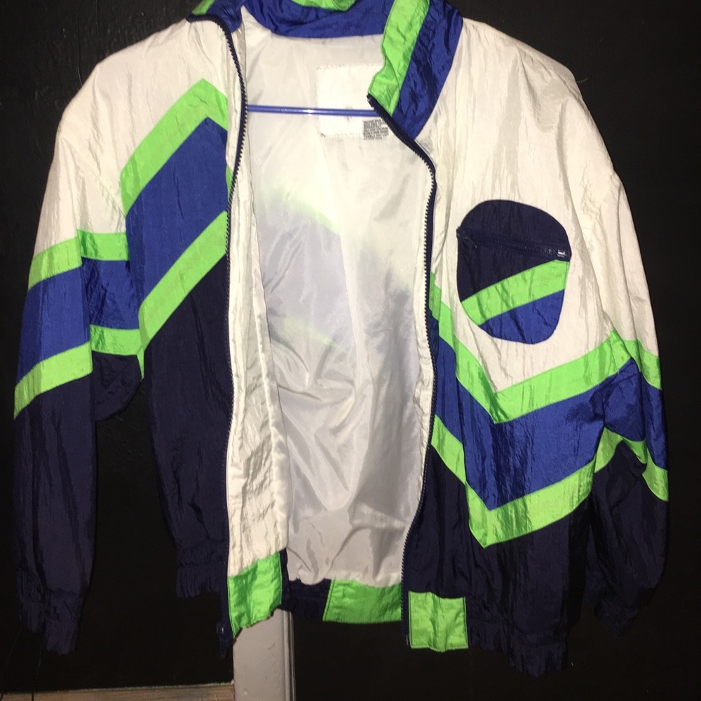 Vintage blue and green zip up sweater
