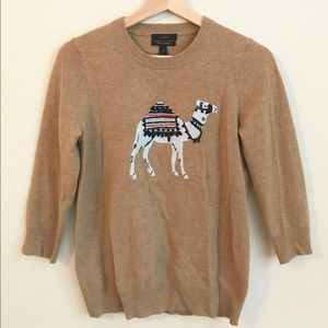 J crew camel llama cashmere sweater