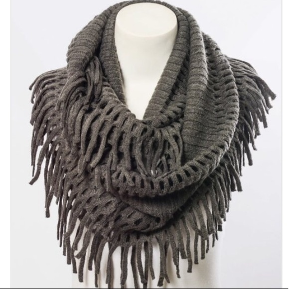 SOLD OUT Gray Fringe Chenille Tassel Infinity Scarf - Picture 2 of 2