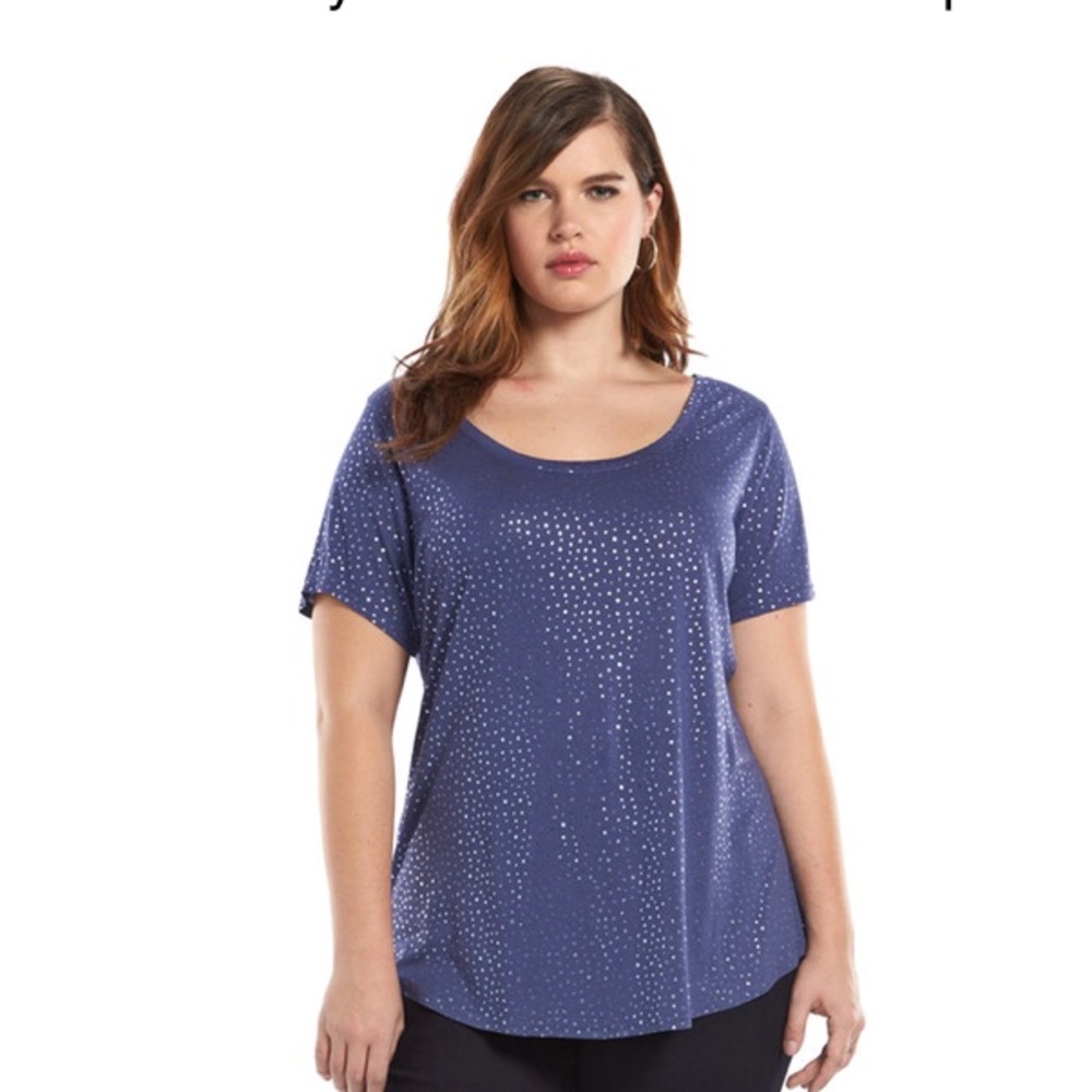 JUICY COUTURE~Foil Dot 100% Rayon Scoop-neck Tee~L