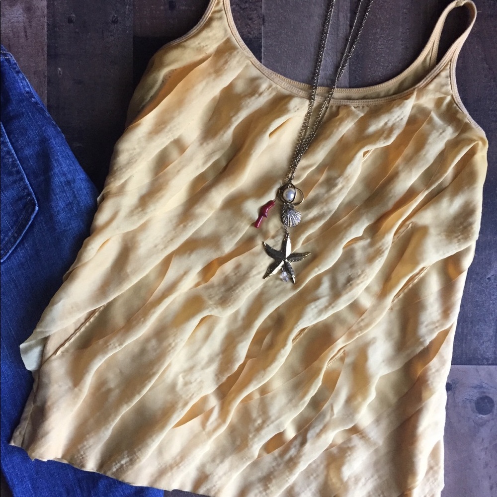 NY&Co Large Yellow Spaghetti Strap Cami Top Blouse