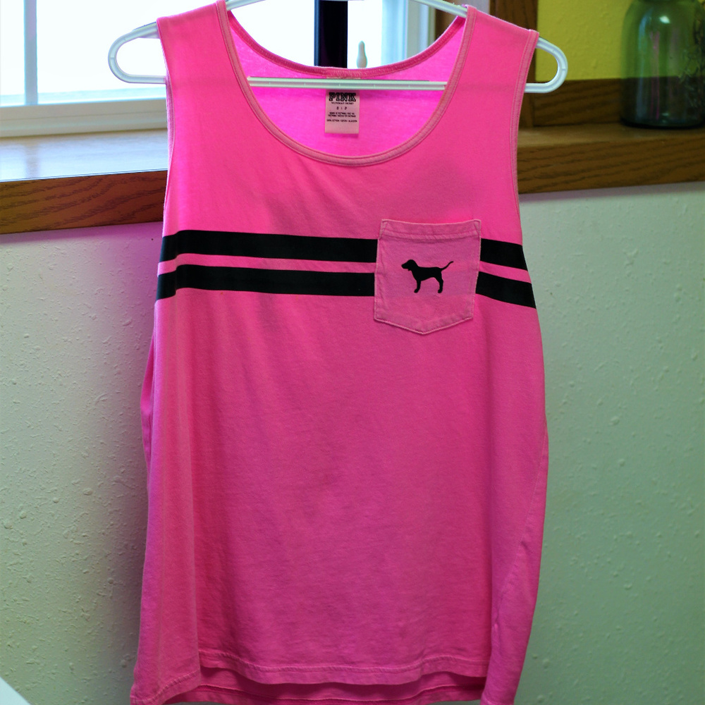 VS PINK Hot Pink Varsity Tank