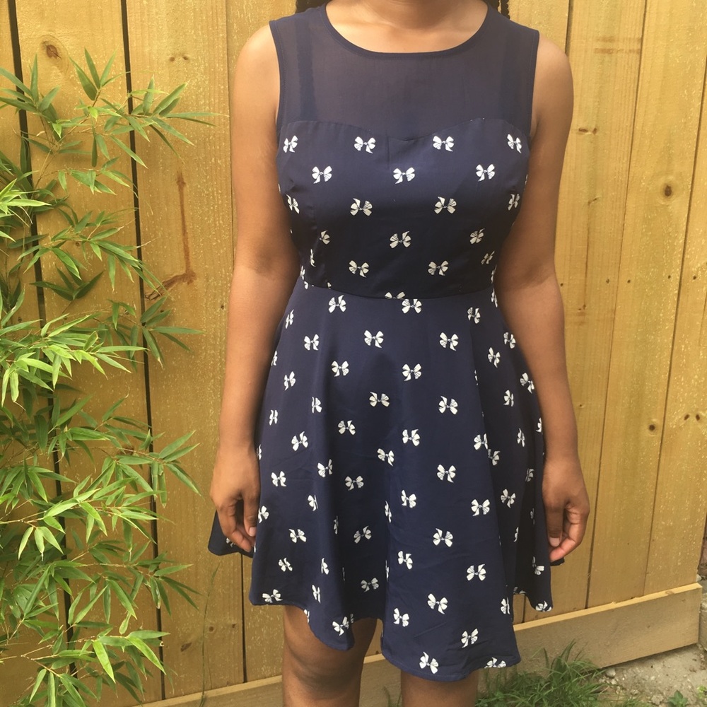 Navy and white skater dress