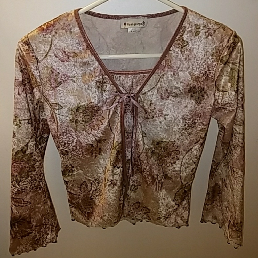 Girls soft velour bell sleeve blouse