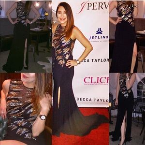 Stunning Black beaded gown with train