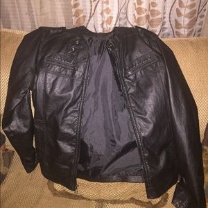 Black leather coat