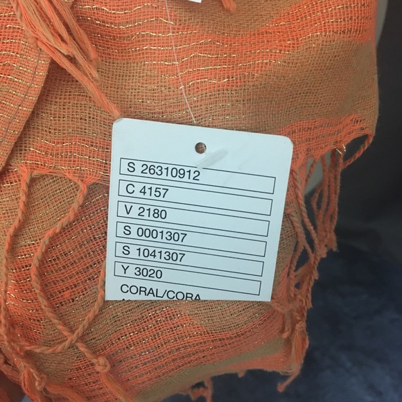 NWT ANTHROPOLOGIE Gold Coral Glitter Scarf 🍁🍂 - Picture 5 of 6
