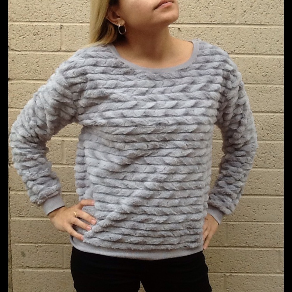 Fuzzy grey sweater by Xhileration size Medium