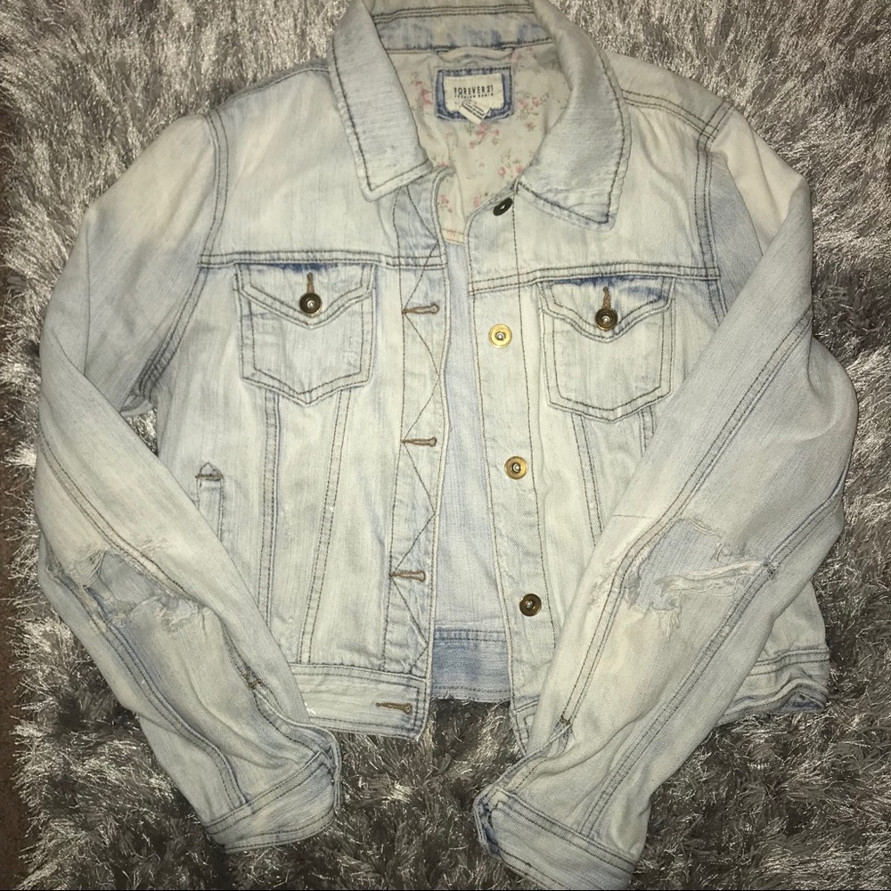 Light Wash Distressed Denim Jacket