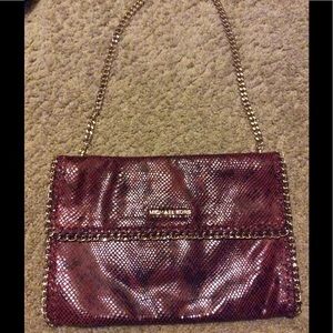 Michael Kors Burgundy Python print shoulder bag