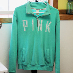 VS PINK Quarter Zip Mint Green Sweatshirt
