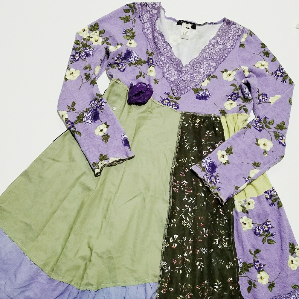 Hippie vintage patchwork floral dress