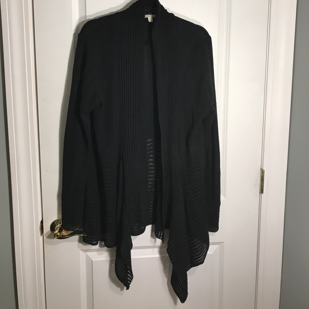 Black draped open front cardigan