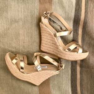 Jimmy Choo Gold Espadrille Wedges