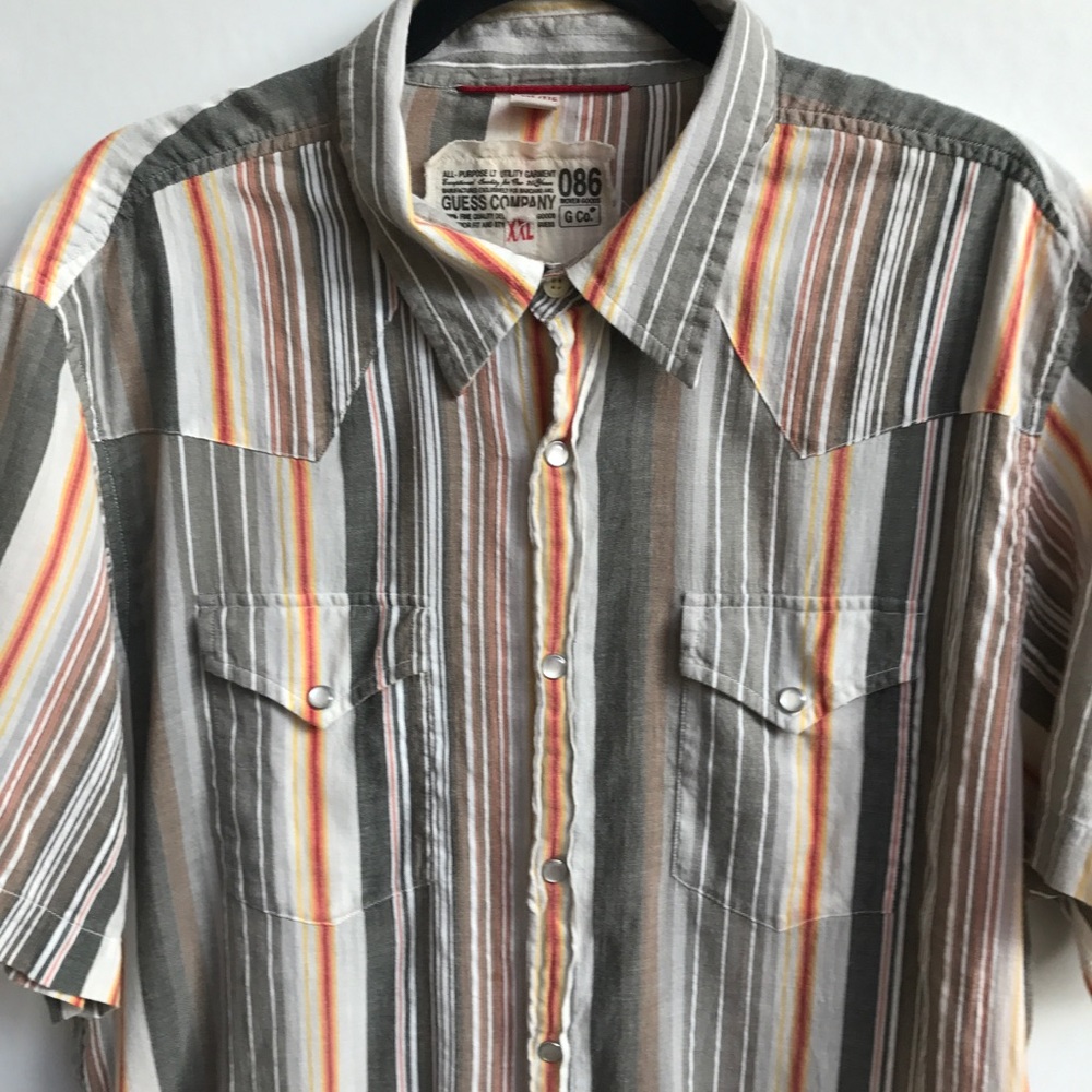 Men's Guess snap button down vintage style shirt