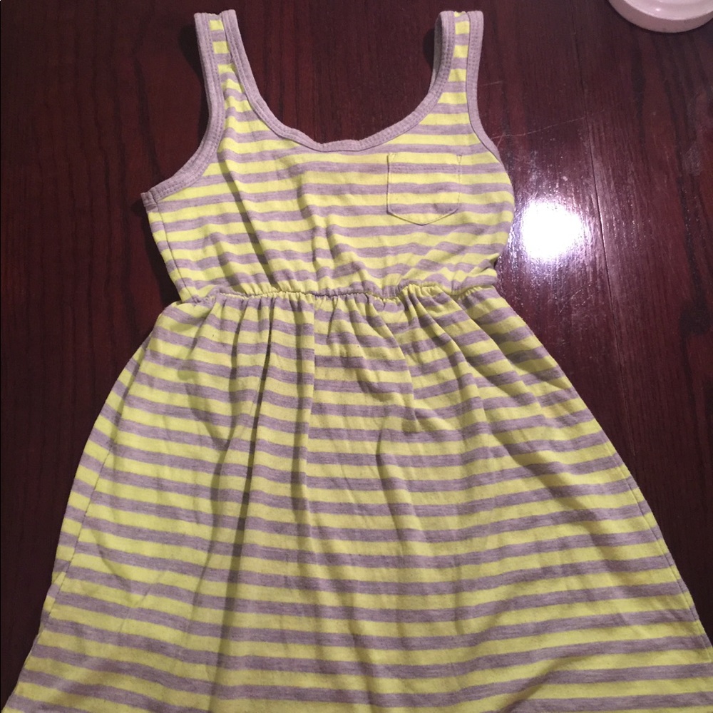 Girls Yellow & Gray Striped Dress