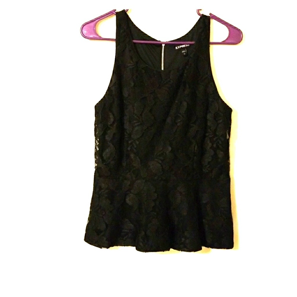 Black Lace Peplum Tank