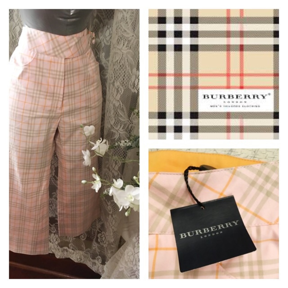 New w/ Tags Burberry Pink Plaid Capri