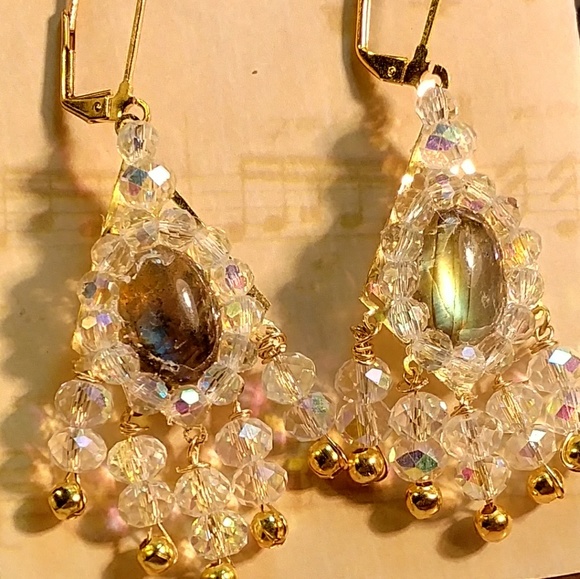 #0162 Labradorite Chandelier Earrings - Picture 2 of 2