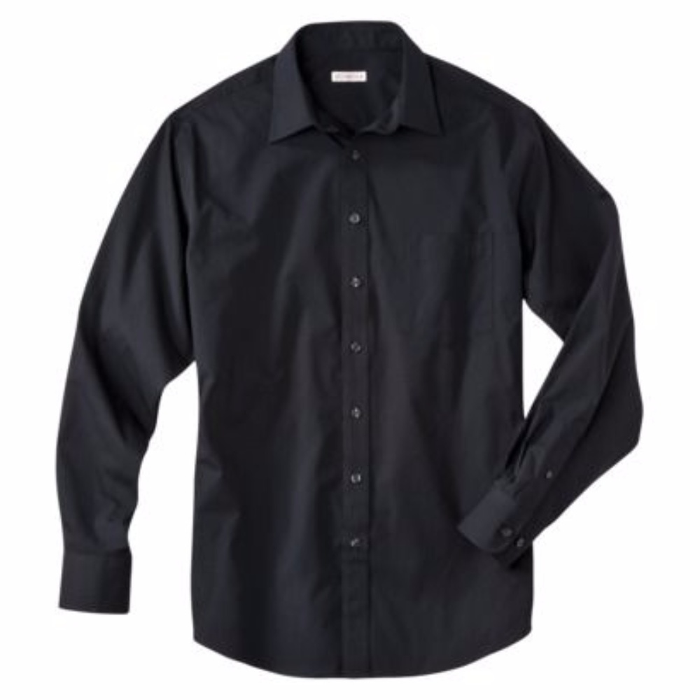 NEW Men's Black Non-Iron Long Sleeve Dress Shirt - Picture 3 of 7