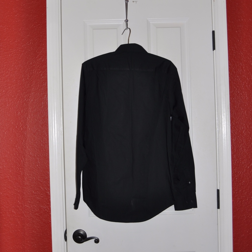 NEW Men's Black Non-Iron Long Sleeve Dress Shirt - Picture 5 of 7