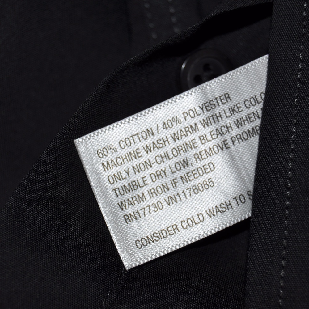 NEW Men's Black Non-Iron Long Sleeve Dress Shirt - Picture 7 of 7