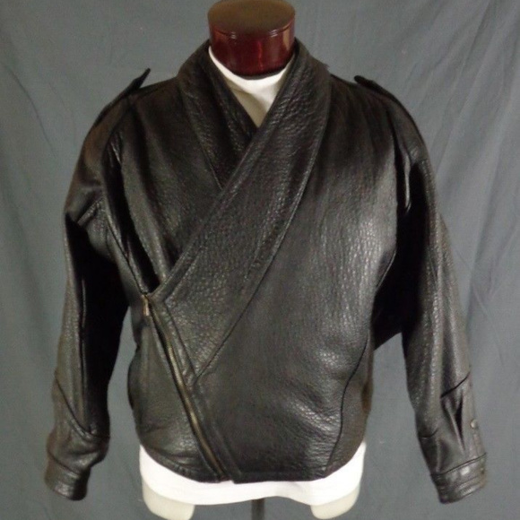 Black Bull Hide Leather Motorcycle Jacket 44