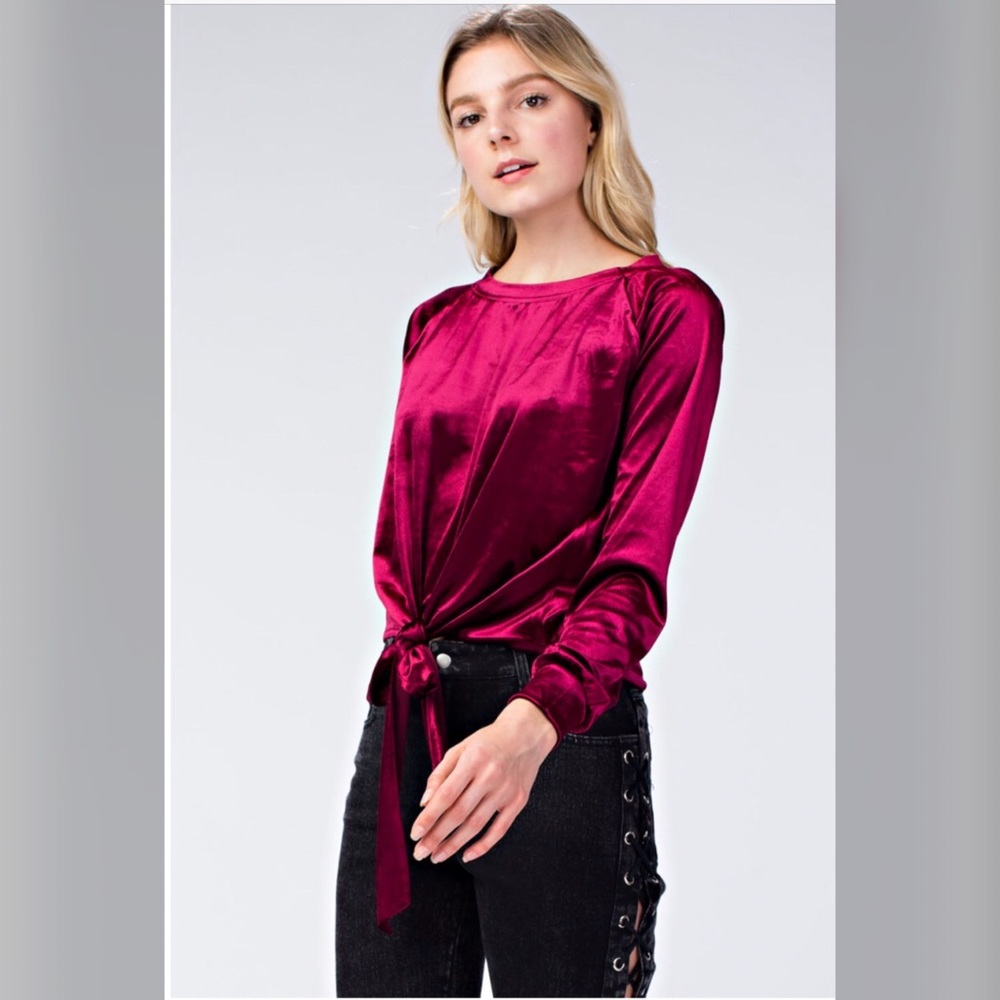 Pretty Hurts Front Tie Velvet Top