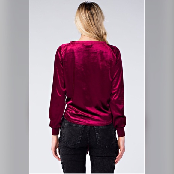 Pretty Hurts Front Tie Velvet Top - Picture 2 of 8