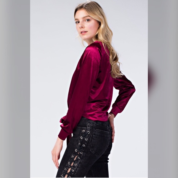 Pretty Hurts Front Tie Velvet Top - Picture 4 of 8