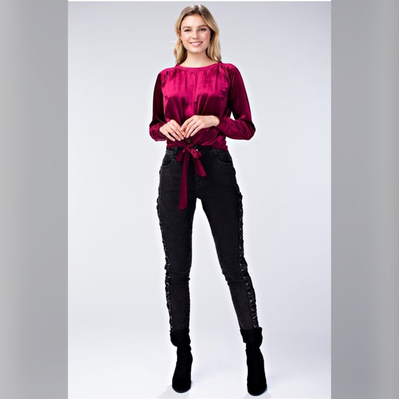 Pretty Hurts Front Tie Velvet Top - Picture 5 of 8