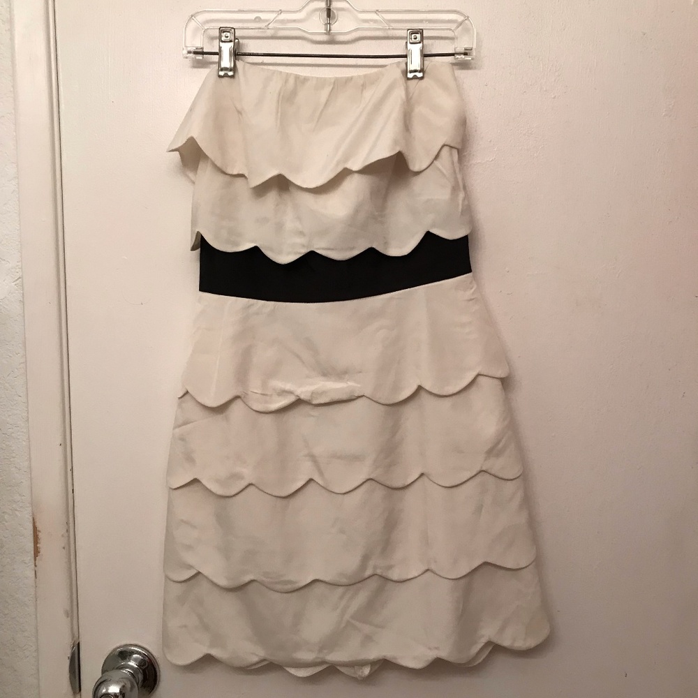 Nordstrom Scallop White Strapless Dress
