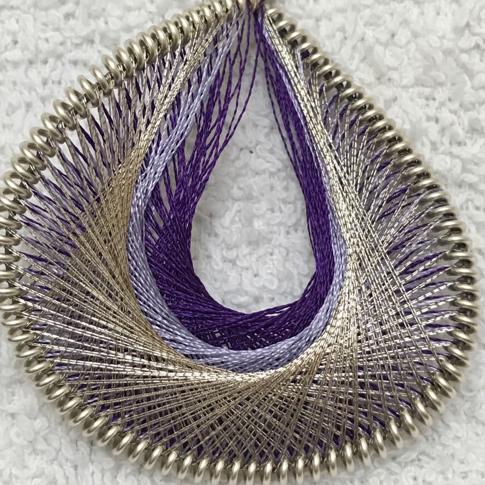 Threaded Drop Earrings - Purple - Picture 3 of 4