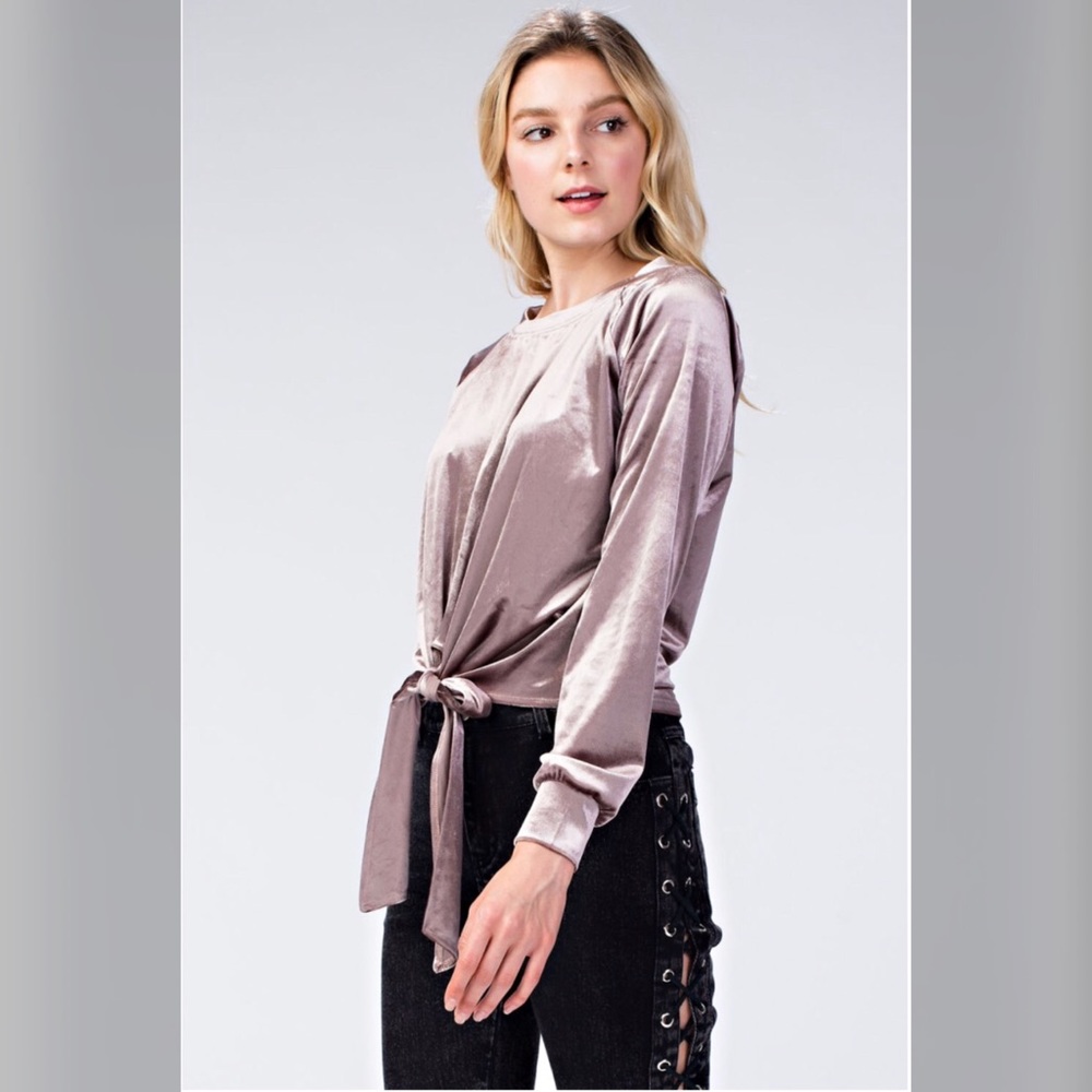 Pretty Hurts Front Tie Velvet Top