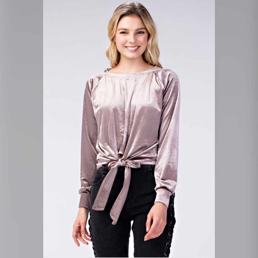 Pretty Hurts Front Tie Velvet Top - Picture 2 of 8