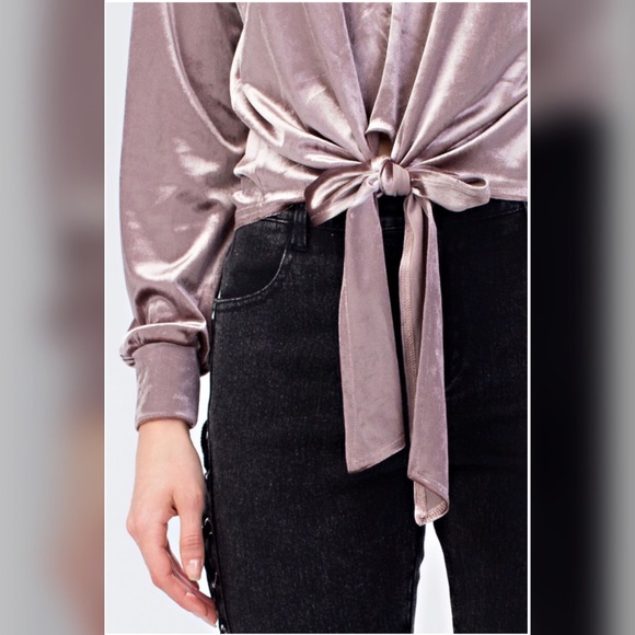 Pretty Hurts Front Tie Velvet Top - Picture 4 of 8