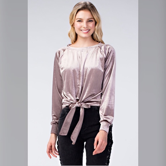 Pretty Hurts Front Tie Velvet Top - Picture 2 of 8