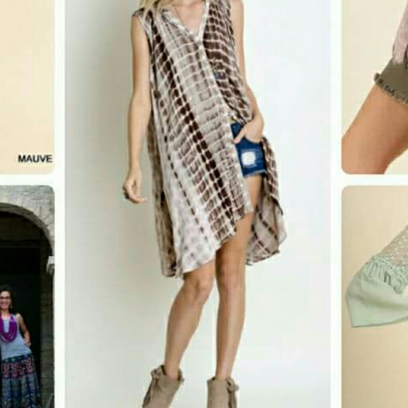 Umgee Button Up Tie Dye Tunic Tank Top - Picture 4 of 4