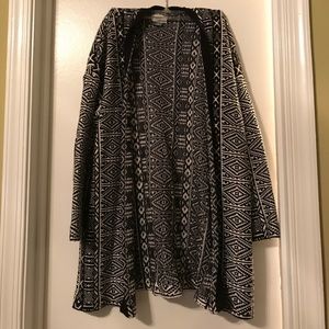 Open sweater cute black/white print