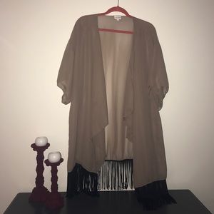 Lularoe brown fringe kimono