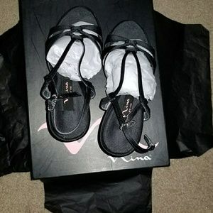 Nina Black Satin Crystal Embellished