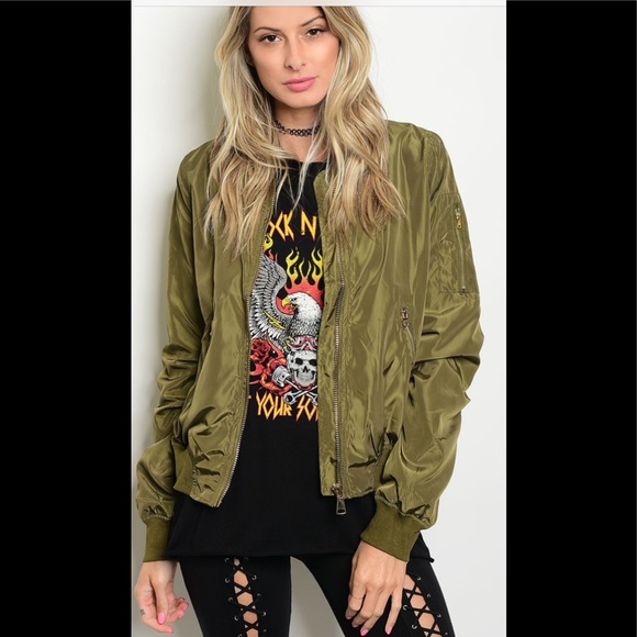 Long sleeve oversized bomber jacket - Picture 2 of 3