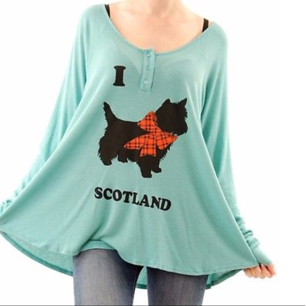 Wildfox I Love Scotland Henley Long Sleeve Top
