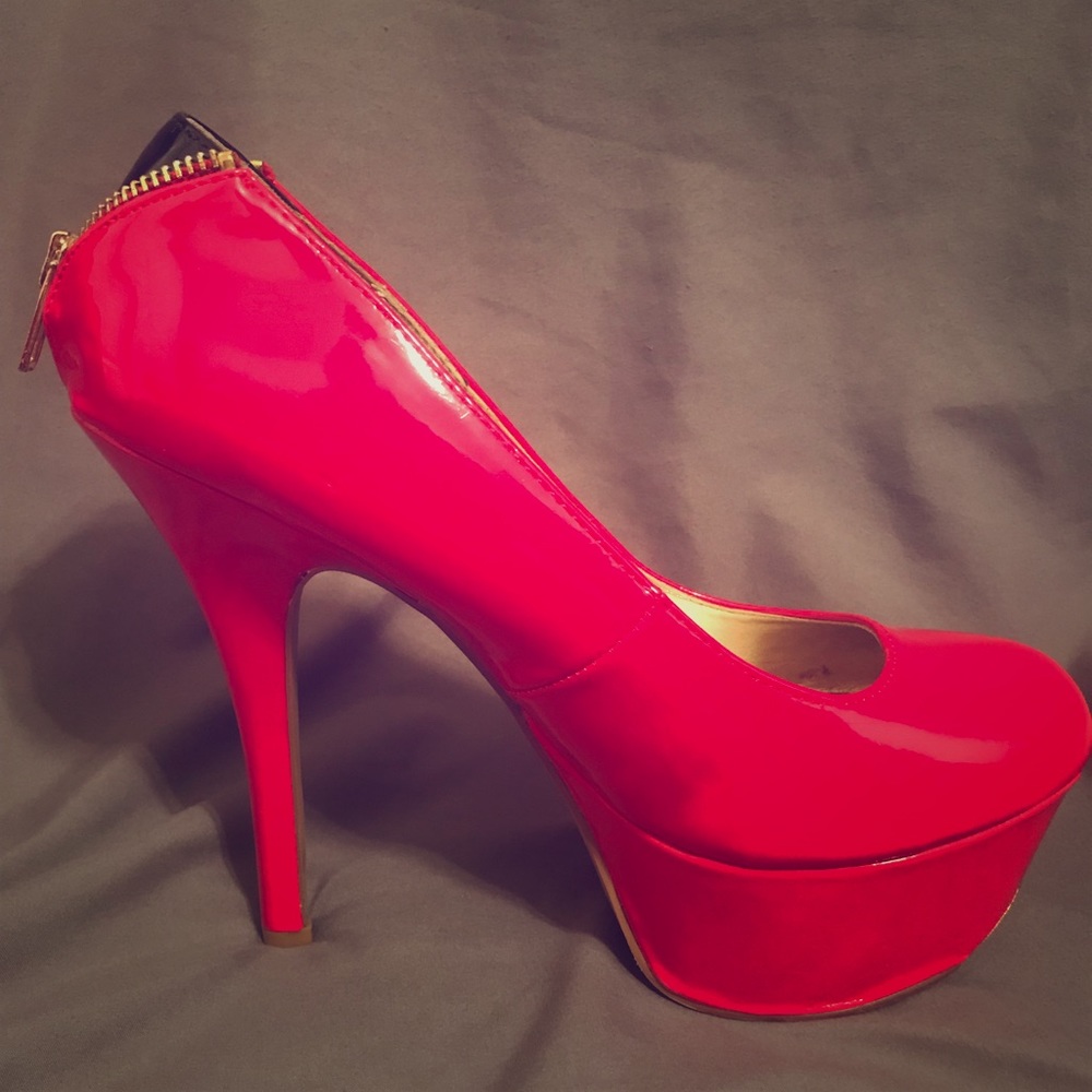 Red Zipper Pumps