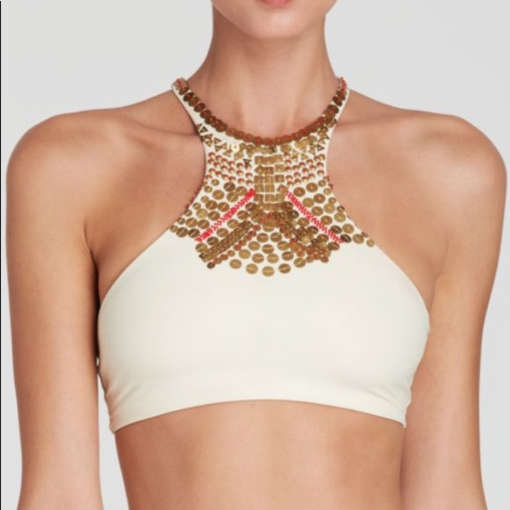 PilyQ Beaded Halter Bikini Top
