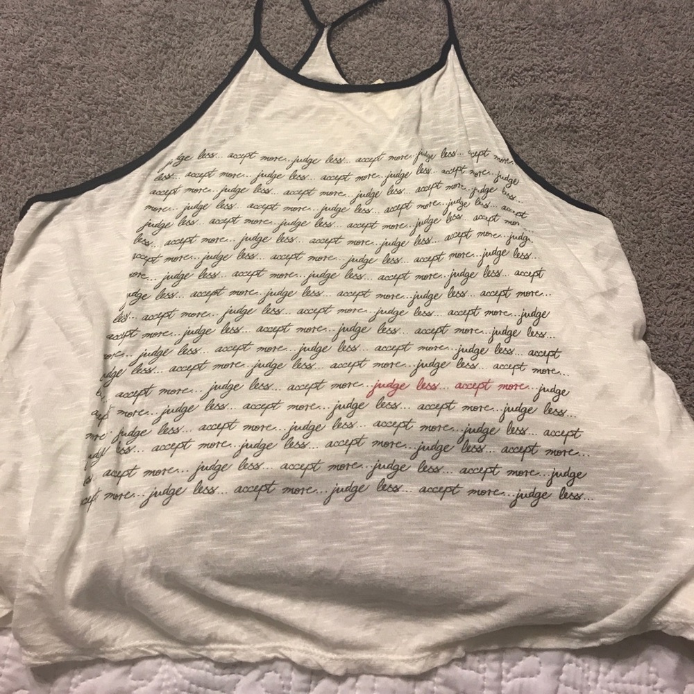 Racer back tank “judge less...accept more”