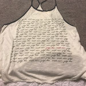 Racer back tank “judge less...accept more”