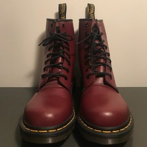 Doc Martens cherry red 8-eye boot.